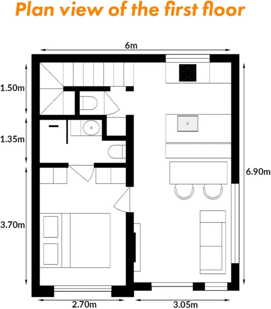 Tiny Home 2 Story 20x20ft Foldable Prefab House 1 Kitchen, 2 Bathroom, 3 Rooms, 2 Living - Tiny Homes Outlet