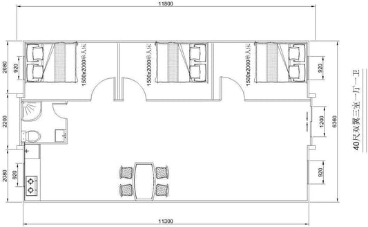 Tiny Home 20x40ft Foldable Prefab House 1 Kitchen, 1 Bathroom, 3 Rooms, 1 Living - Tiny Homes Outlet