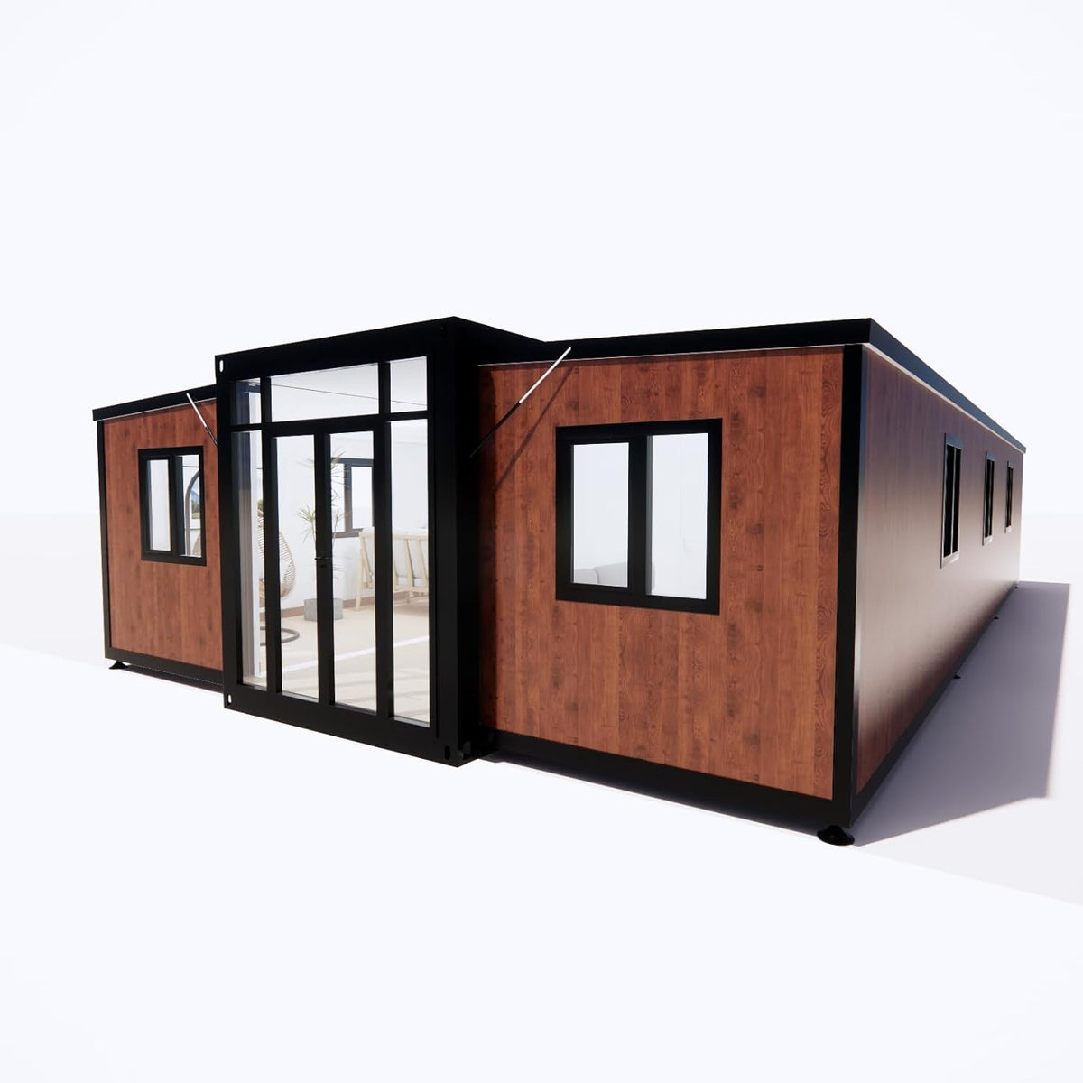 Tiny Home 20x40ft Foldable Prefab House 1 Kitchen, 1 Bathroom, 3 Rooms, 1 Living