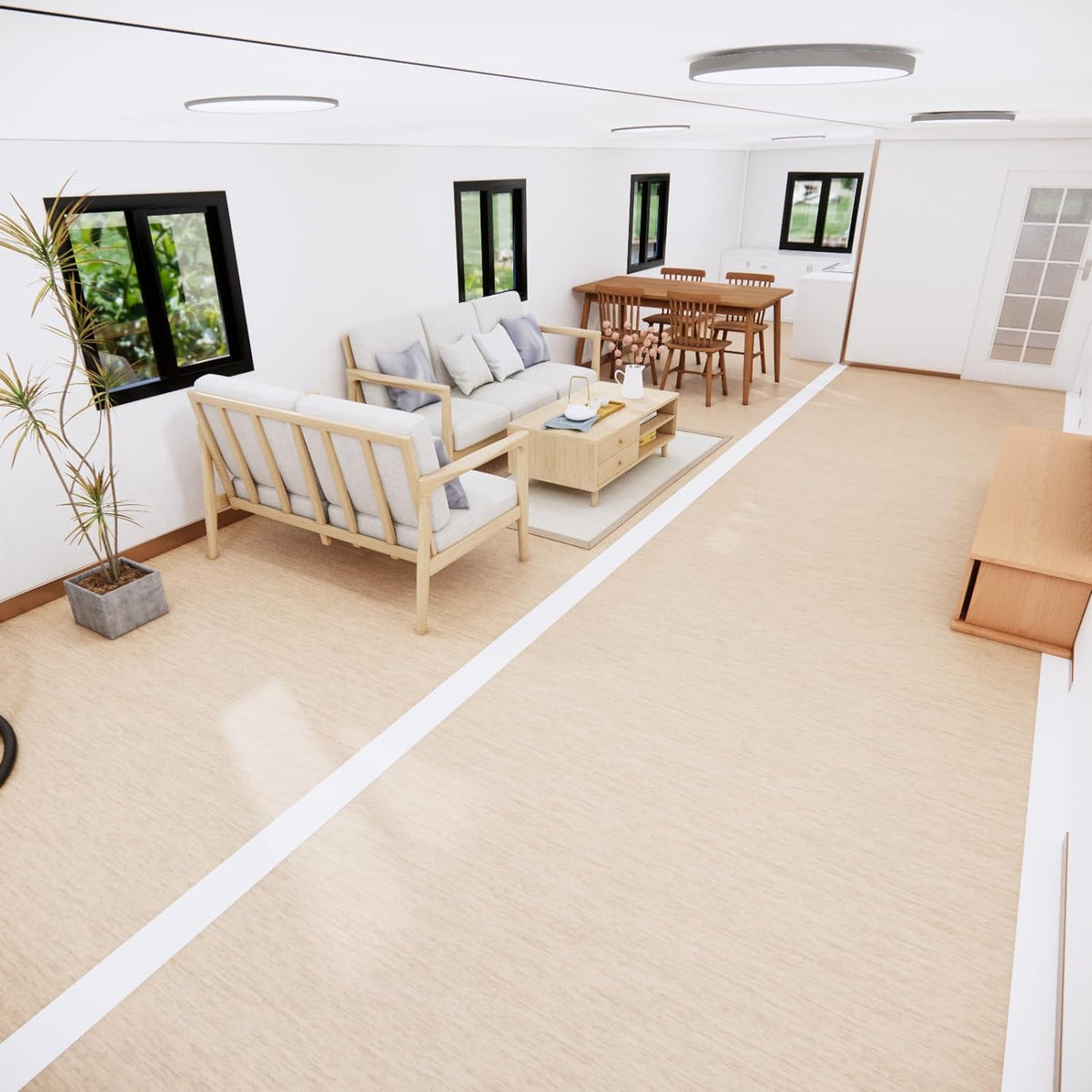 Tiny Home 20x40ft Foldable Prefab House 1 Kitchen, 1 Bathroom, 3 Rooms, 1 Living