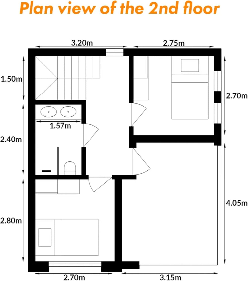 Tiny Home 2 Story 20x20ft Foldable Prefab House 1 Kitchen, 2 Bathroom, 3 Rooms, 2 Living - Tiny Homes Outlet