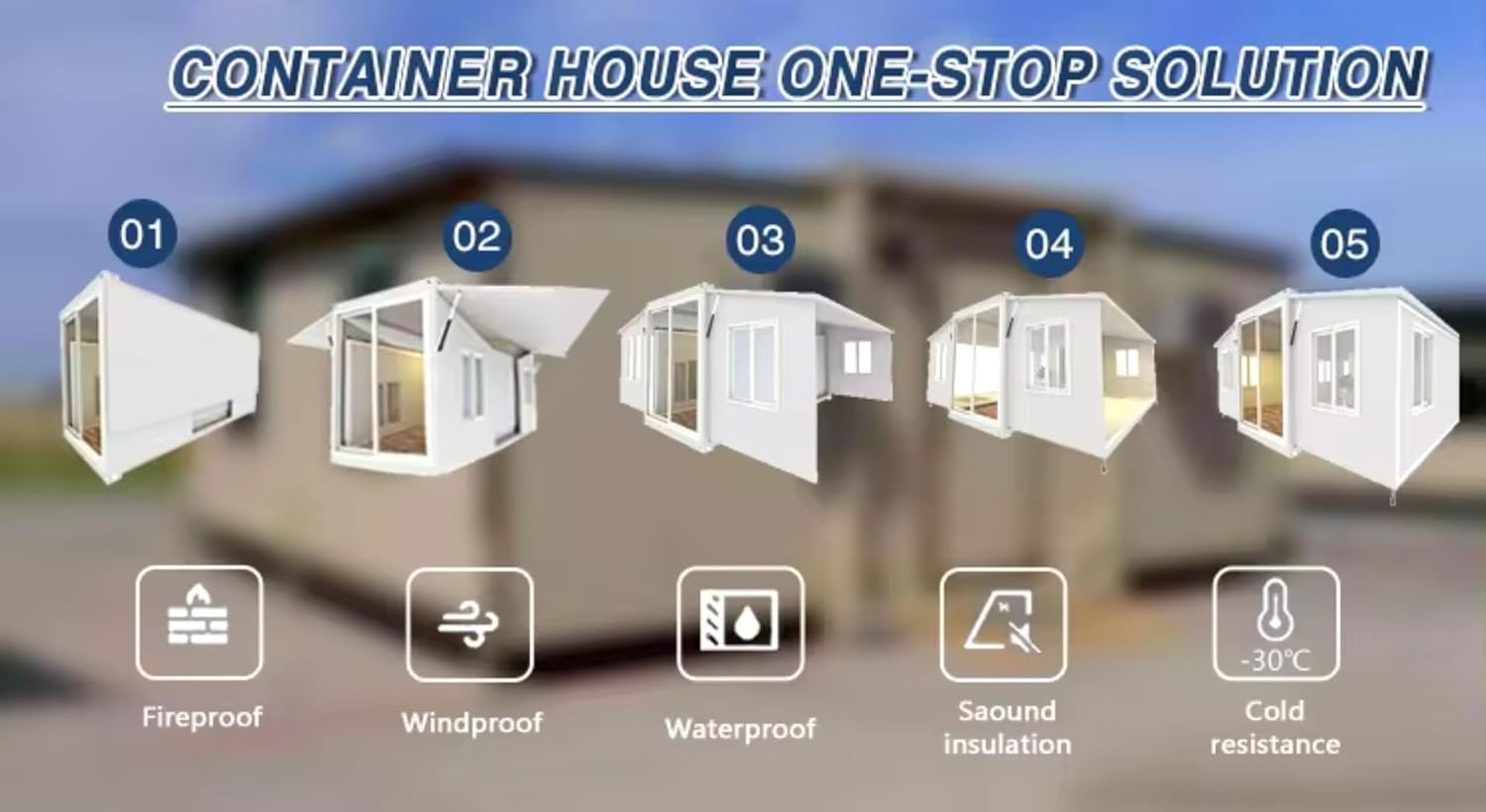 Tiny Home 20x40ft Foldable Prefab House 1 Kitchen, 1 Bathroom, 3 Rooms, 1 Living - Tiny Homes Outlet