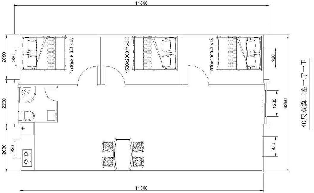 Tiny Home 20x40ft Foldable Prefab House 1 Kitchen, 1 Bathroom, 3 Rooms, 1 Living - Tiny Homes Outlet